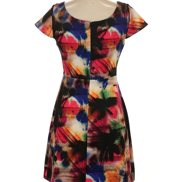 MILLY Abstract Watercolor Fit & Flare Dress | Size 2 | Made in USA | Designer - Picture 2 of 4